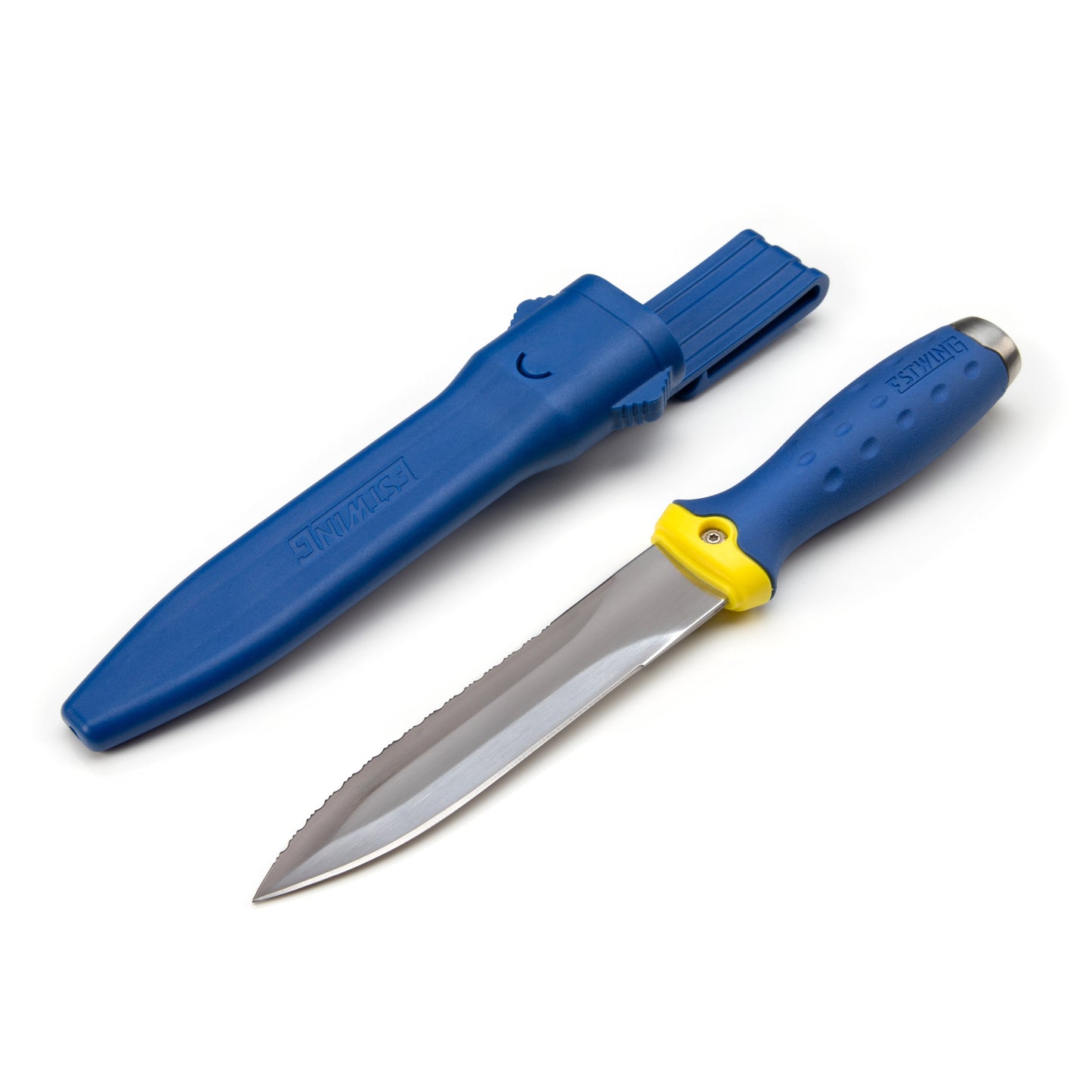 5.5-Inch Fixed Blade Double-Edged Multi-Purpose Duct Knife with Serrated and Smooth Edges and Hard Nylon Sheath