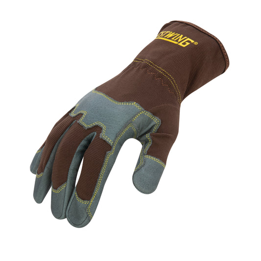 Reinforced Knuckle Leather Palm Work Glove with Elastic Sewn Extended Cuff