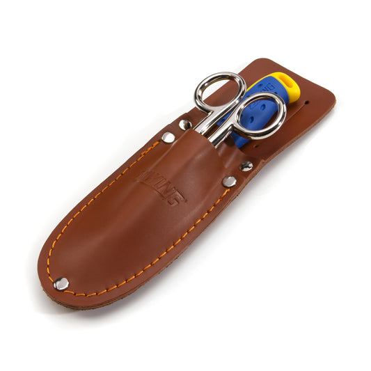 Serrated Blade Cable Splicing Scissors and Sheepsfoot Cable Splicing Knife Combo Set with Leather Belt Sheath