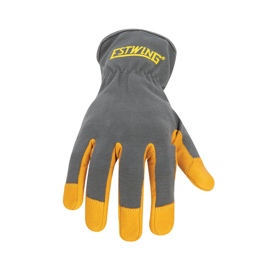 Leather Palm Work Glove with Elastic Sewn Extended Cuff