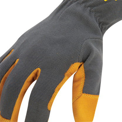 Leather Palm Work Glove with Elastic Sewn Extended Cuff