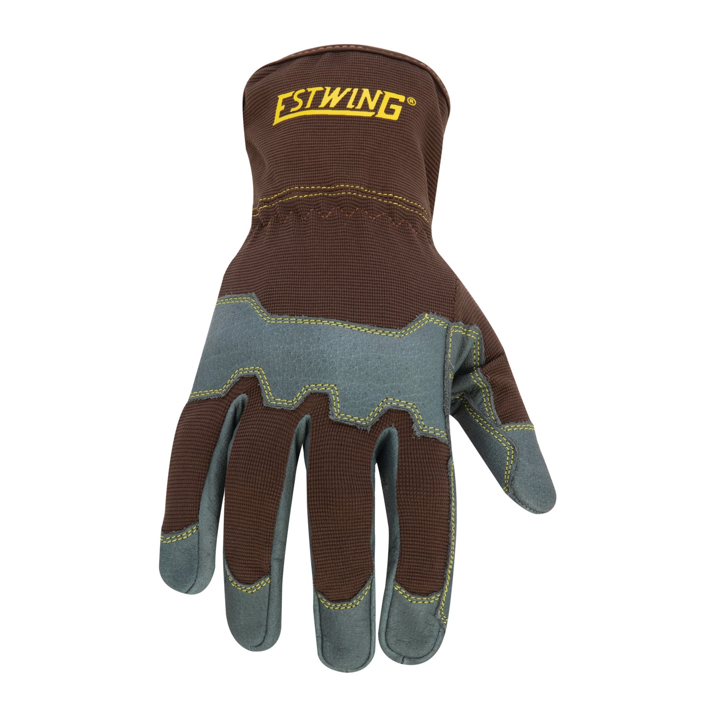 Reinforced Knuckle Leather Palm Work Glove with Elastic Sewn Extended Cuff