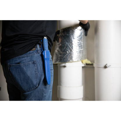 5.5-Inch Fixed Blade Double-Edged Multi-Purpose Duct Knife with Serrated and Smooth Edges and Hard Nylon Sheath