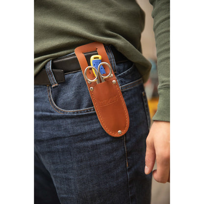 Serrated Blade Cable Splicing Scissors and Sheepsfoot Cable Splicing Knife Combo Set with Leather Belt Sheath