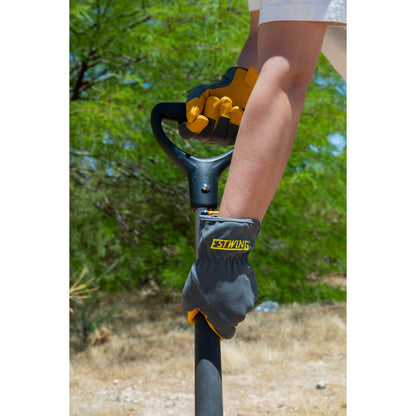 Leather Palm Work Glove with Elastic Sewn Extended Cuff