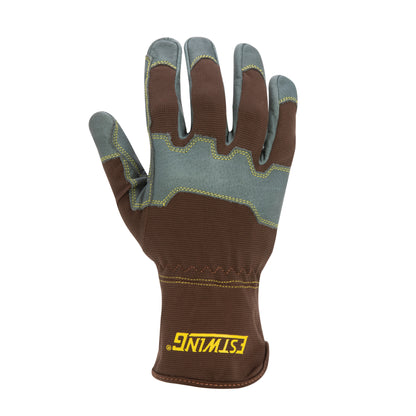 Reinforced Knuckle Leather Palm Work Glove with Elastic Sewn Extended Cuff