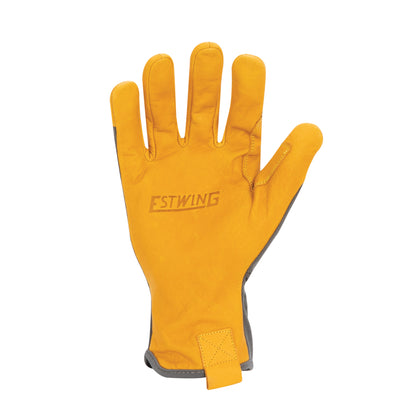 Leather Palm Work Glove with Elastic Sewn Extended Cuff