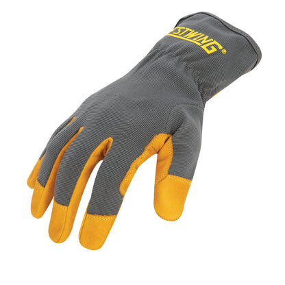 Leather Palm Work Glove with Elastic Sewn Extended Cuff