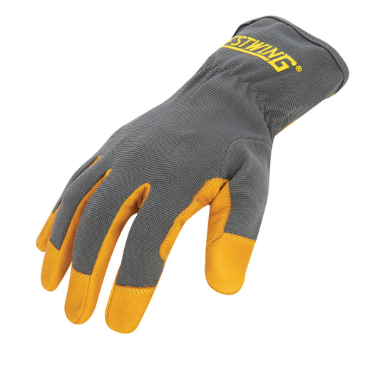 Leather Palm Work Glove with Elastic Sewn Extended Cuff