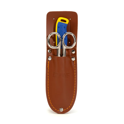 Serrated Blade Cable Splicing Scissors and Sheepsfoot Cable Splicing Knife Combo Set with Leather Belt Sheath